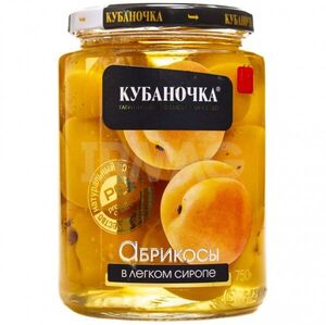 Абрикосы  в легком сиропе  "Кубаночка" ст/б 0,75 л.*8