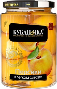 Персики  в легком сиропе  "Кубаночка" ст/б 0,75 л. * 8