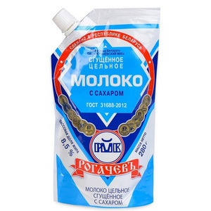 Молоко сгущенное ( г.Рогачёв) ДОЙ-ПАК  8,5 % ГОСТ 270 г.*24