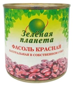 Фасоль "Зеленая планета" красная в с/с ГОСТ ж/б 400г.*12