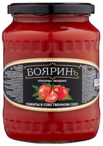Томаты в томатном соке "Бояринъ" (лимон) ГОСТ ст/б 680 г.*8