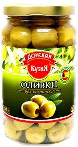 Оливки зеленые без косточки "Донская кухня"  ст\б 340г*12