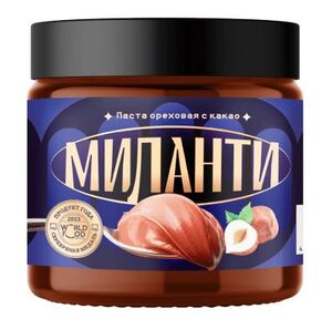 Паста "Миланти" ореховая с какао ст/б 250г.*15