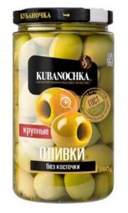 Оливки зеленые без косточки "Кубаночка" ГОСТ ст/б 260г.*12