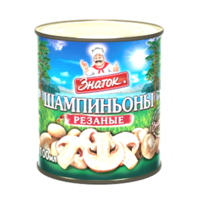 Шампиньоны резаные "Знаток" ж/б 800г.*12